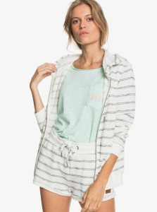 Chandails En Molleton Roxy Perfect Wave Stripes Zip Up Hoodie Femme Blanche | 964281JAN