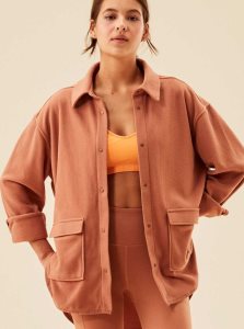 Chandails En Molleton Roxy Tech Overshirt Femme Beige | 298370QZT