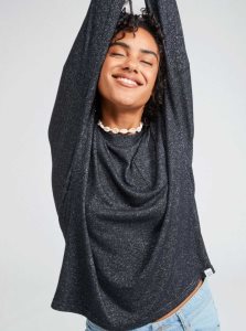 Chandails Roxy Décontractées Vibe Long Sleeve Pocket T-Shirt Femme Grise Foncé | 021438OBM