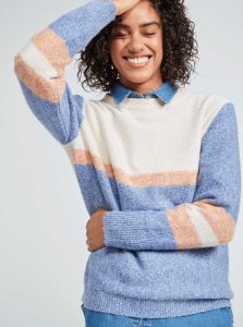 Chandails Roxy Real Groove Rayé Pull Femme Bleu | 902437MYX