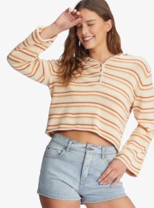 Chandails Roxy Side Swipe Poncho Hoodie Femme Stripes | 907824QNM