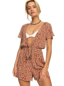 Cover Ups Roxy Cabana Blossom Beach Romper Femme Marron | 120974JNV