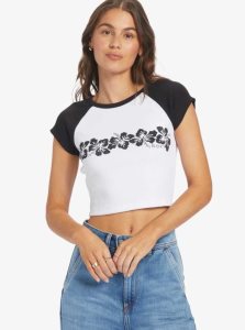 Debardeur Roxy Lei Stripe Cropped Raglan Sleeve Baby T-shirt Femme Grise Foncé | 286530MRZ