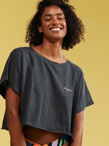 Debardeur Roxy Twin Palms Drop Shoulder T-shirt Femme Grise Foncé | 682590TPD