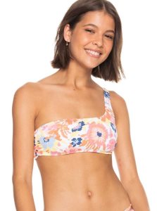 Hauts De Bikini Roxy Printed Beach Classics Asymmetric Femme Blanche | 249351AVW