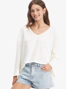 Hauts Roxy Board Walk V-Neck Femme Blanche | 761293YBK