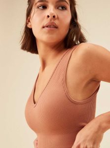 Hauts Roxy Chill Out Seamless Sports Bra Femme Beige | 182439VPT