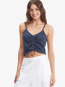 Hauts Roxy Flirty Feels V-Neck Femme Indigo | 361920ECU