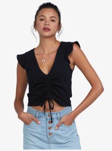 Hauts Roxy Flirty Vibe V-Neck Femme Grise Foncé | 629415NBM