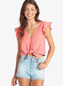 Hauts Roxy Sweeter Than This Knotted Cropped Femme Rose | 709241PBQ