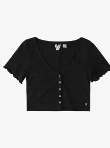 Hauts Roxy Uncomplicated Mind Button Front Cropped T-Shirt Femme Grise Foncé | 745632FAH