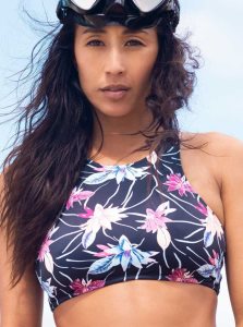 Maillots De Bain Roxy Active Crop Top Femme Grise Foncé | 173940RDA