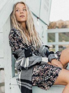 Peignoir Roxy Summer Flow Printed Mini Femme Grise Foncé | 042758MHD