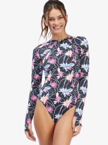 Rashguards Roxy Active Long Sleeve Back Zip One Piece Femme Grise Foncé | 963712FJC