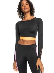 Rashguards Roxy Fitness Long Sleeve Cropped Femme Grise Foncé | 712930KWD