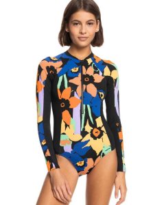 Rashguards Roxy Onesie Long Sleeve Swimsuit Femme Grise Foncé Fleur | 731452OXB