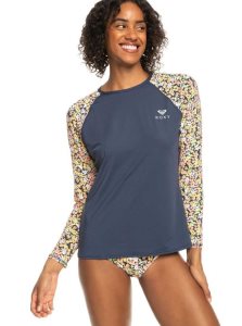 Rashguards Roxy Printed UPF 50 Long Sleeve Front Zip Femme Indigo | 041926UZT