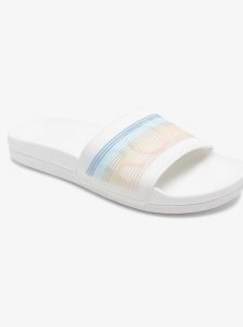 Sandales Roxy Slippy D'eau-Friendly Femme Blanche Stripes | 064198XDE