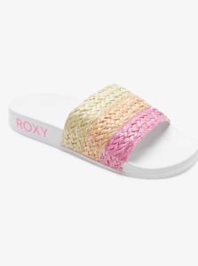 Sandales Roxy Slippy Jute Femme Blanche Rose Orange | 710589HJY