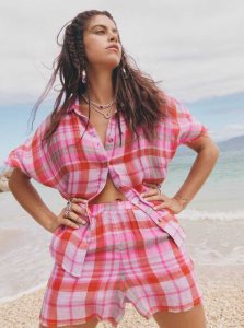 Shorts Roxy Tartan Times Femme Violette | 195680ZJD