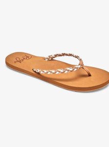 Tong Roxy Costas Femme Marron Doré | 349670QWI