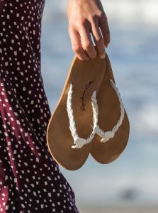 Tong Roxy Lorraine Braid Sandals Femme Blanche | 452687MBW