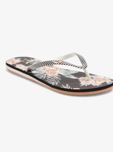 Tong Roxy Portofino Femme Blanche Noir Fleur | 824035HFM