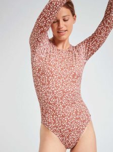 Une pièce Roxy Love Printed Long Sleeve UPF 50 Swimsuit Femme Marron | 648570DAK